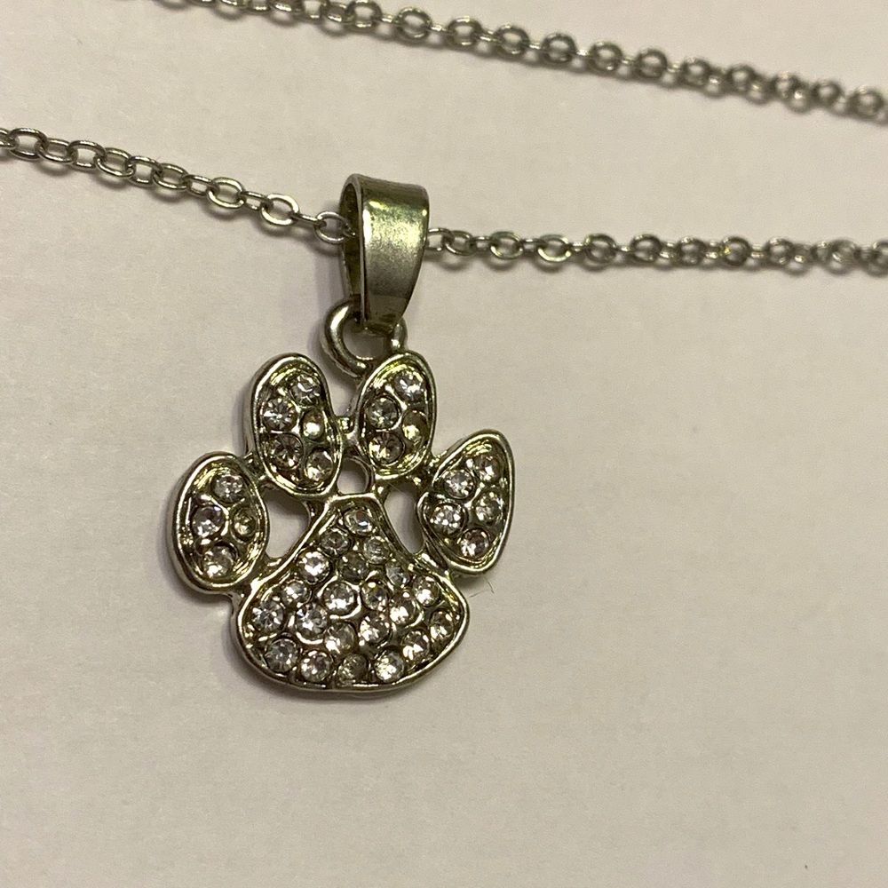 Rhinestone Paw Chain Necklace